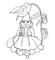 A coloring page of gnomes